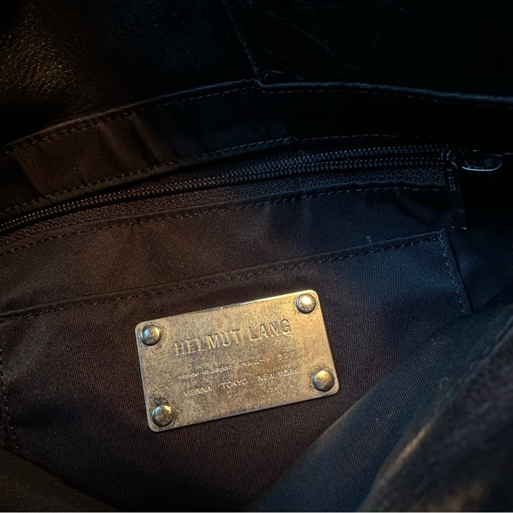 Vintage Helmut Lang Archive black leather asymmetrical one strap bag - Picture 10 of 11